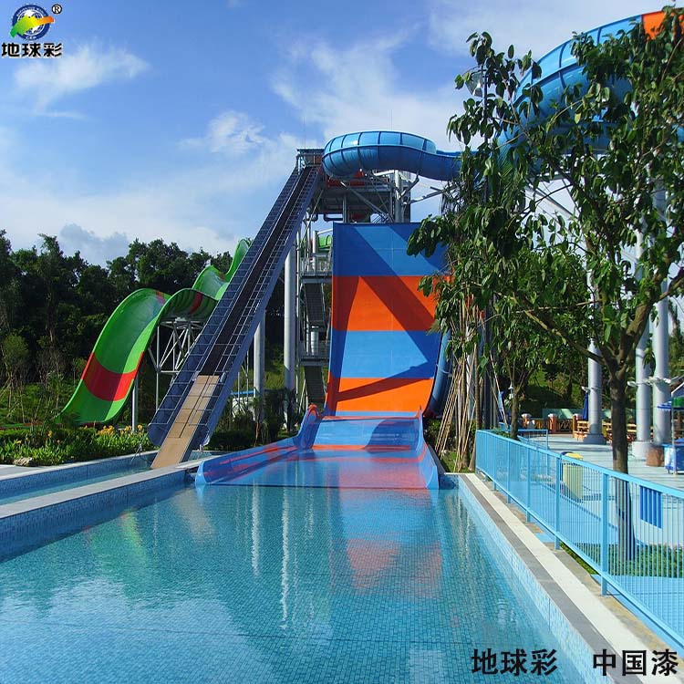 缅甸仰光水上乐园设备用地球彩牌氟碳面漆施工喷涂